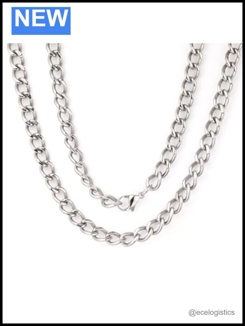 6mm Pure Titanium Cuban Link Chain Necklace 20 Inch Lightweight Hypoallergenic